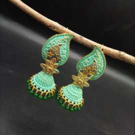 Green Drop Jhumki Bohemian Design Jhumki Earrings New Collection For Women