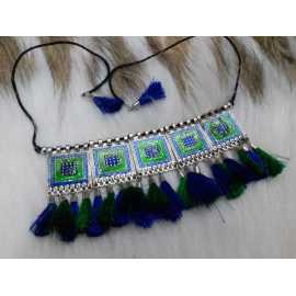 Necklace Set For Women By Ornaments - Green & Blue Color