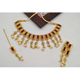 For All Occasions Indian Design Jewelry Necklace and Earrings With Complete Set