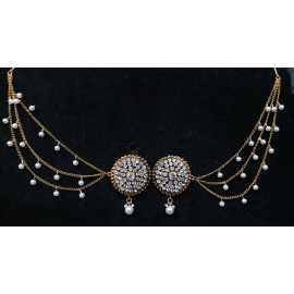 New Ornaments Collection New In Trend Fancy Golden Antique White Pearls Sahara Design Earrings