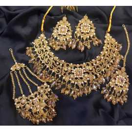 Beautiful Indian Design Jewelry Necklace and Earrings With Complete Set
