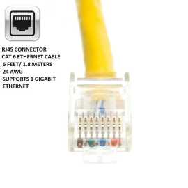Cat 6 Utp Ethernet Cable With Rj45 Connectors 6 Feet/ 1.8 Meters