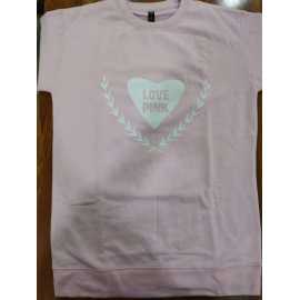 Heart Printed Cotton Jersey Pink Color Ladies Sleep Dress Night Wear Shirt – Large size