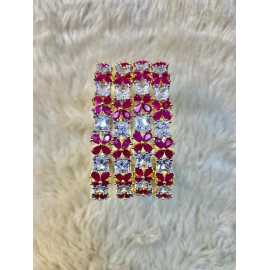 Tradition Superior Quality Bangles For Women By Ornaments - 1 Set Red & Silver Color