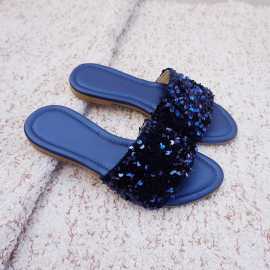 Leather Slipper For Women - Blue