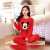 Long Sleeve Shirt And Pajama Cotton Night Suit For Women - Red