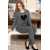 Long Sleeve Shirt And Pajama Cotton Night Suit For Women - Grey