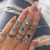 15Pcs/Set Alloy Silver Black Stone Party Anillo Crown Elephant Rings For Girls