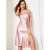 Korean Satin Silk Pink nightwear Nighty for women