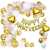 White And Golden Happy Anniversary Decorations Foil Balloon Set