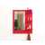 Decorative Wall Mount Mirror With Shelves & Hooks - Red