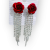 New Red Rose Flower Long Earrings