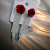 New Red Rose Flower Long Earrings