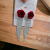 New Red Rose Flower Long Earrings