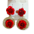 Delicate Double Red Rose Flower Earrings