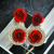 Delicate Double Red Rose Flower Earrings