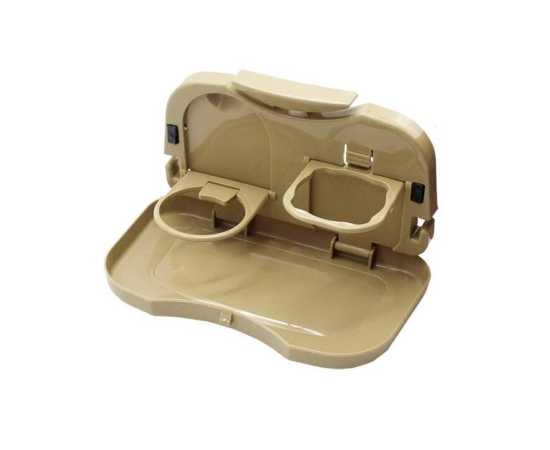 Car Back Seat Foldable Portable Food Tray Table with Cup Holders - Beige