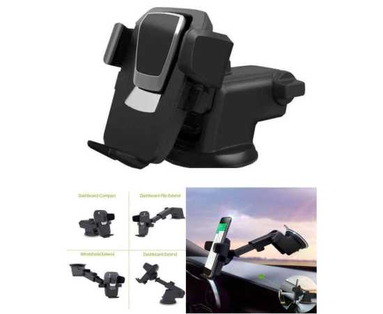 Universal Suction Cup Long Handle Car Holder - Black