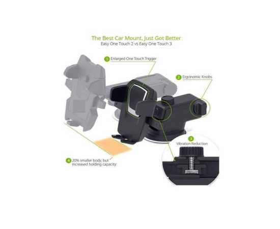 Universal Suction Cup Long Handle Car Mobile Holder - Black