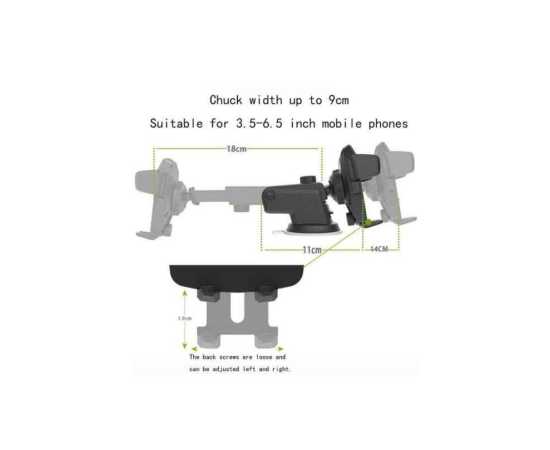 Universal Suction Cup Long Handle Car Mobile Holder - Black