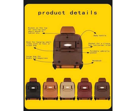 Leather Car Seat Back Organizers