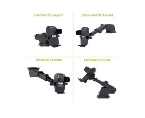 Universal Suction Cup Long Handle Car Holder - Black