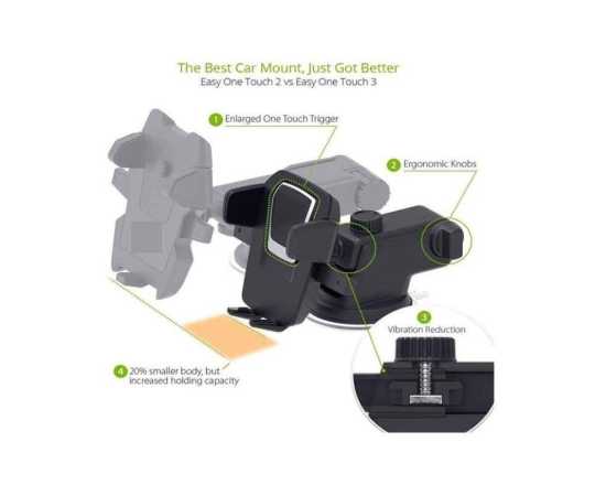 Universal Suction Cup Long Handle Car Holder - Black