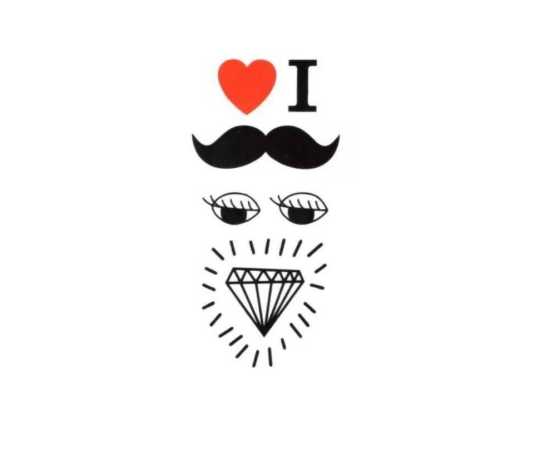 I Love Mustache Temp Body Temporary Tattoo