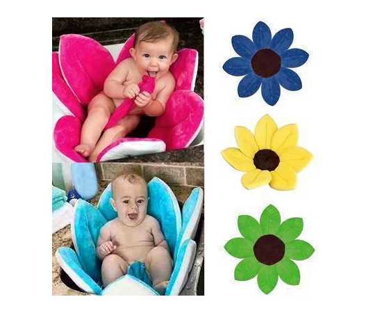 Foldable Flower Bathtub for Baby Sink Shower Flower Cushion Mat Sunflower - Multi