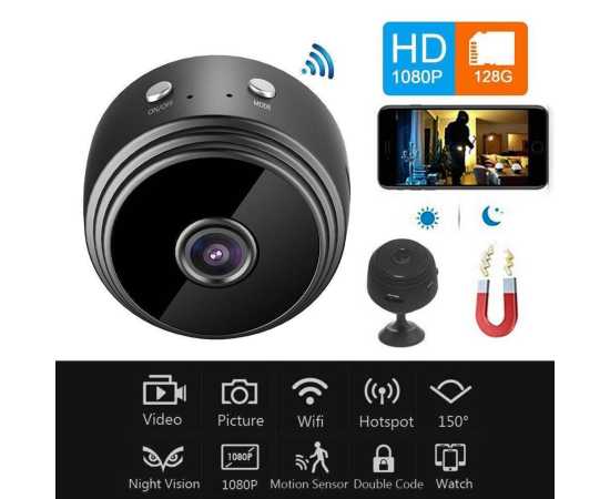 A9 1080p HD Magnetic WIFI Mini Camera - Black