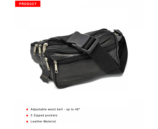 Multipurpose Lather Waist Bag With Strap Camping Hiking Fanny Pack