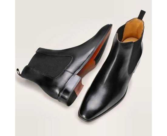 Pure Cow Leather Shoes For Men - Black