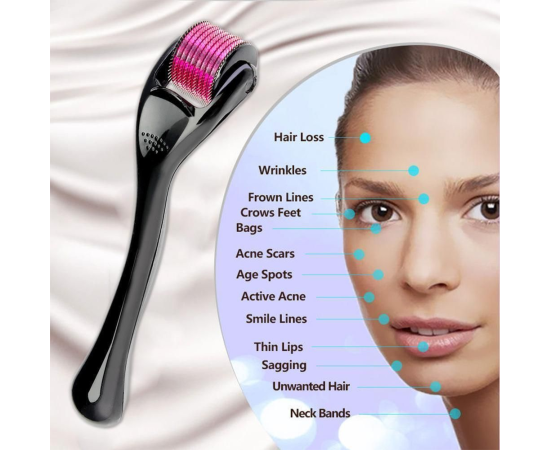 Derma Roller System 0.25mm With 540 Mirco Needles For Microneedling Anti-Aging Skin Regeneration Tighten Collagen Simulation Therapy