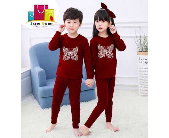 Delight Summer Collection Kids Nigh suits Pack of 2 - Maroon Color T Shirt And Trouser