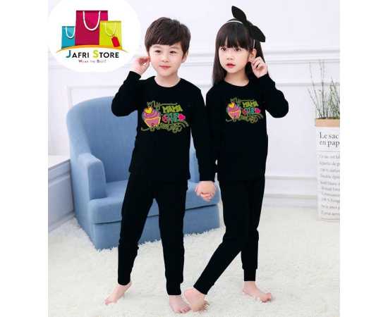 Summer Collection Kids Nigh suits Pack of 2 - Black T Shirt And Black Trouser
