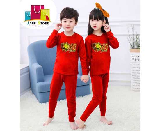 Comfortable Summer Collection Kids Nigh suits Pack of 2 - Red Shirt And Red Trouser