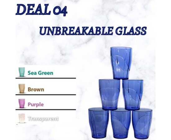 Deal 4 Unbreakable Water Glasses - Pack of 6