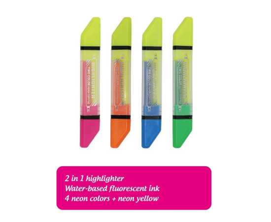 Double Sided 2 in 1 Highlighter Neon Liner For Office School - 1 Piece