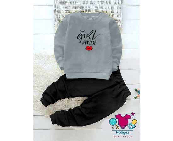 Attractive Summer Collection Kids Suits - Grey Shirt Black Trouser