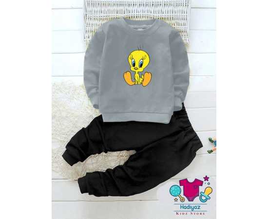 Comfortable Summer Collection Kids Suits - Grey Shirt Black Trouser