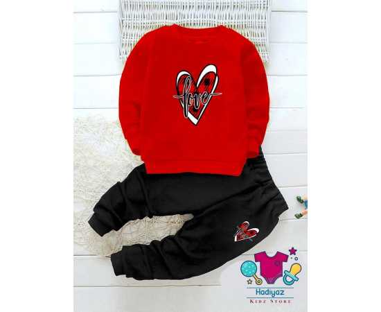 High Quality Summer Collection Kids Suits -Red Shirt Black Trouser