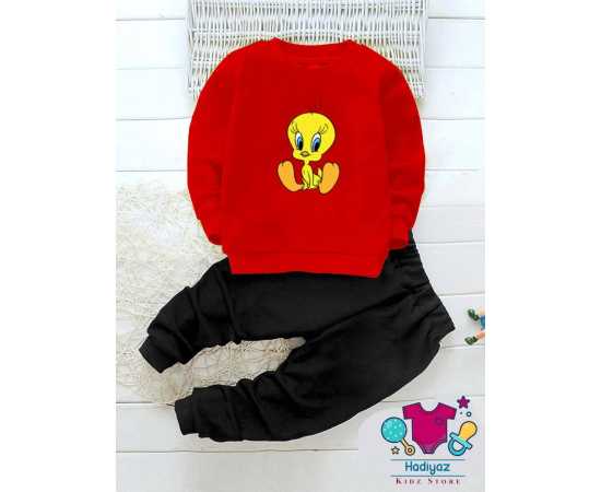 Easy To Wear Summer Collection Kids Suits -Red Shirt Black Trouser