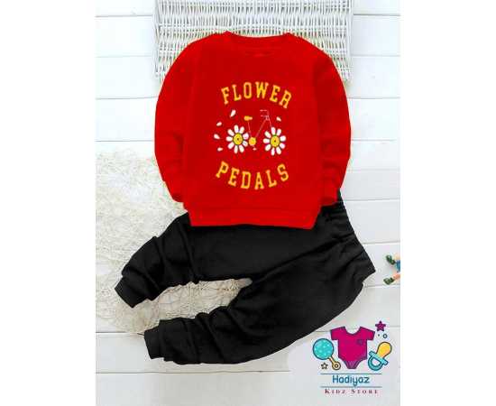 Flower Pedals Summer Collection Kids Suits - Red Shirt Black Trouser