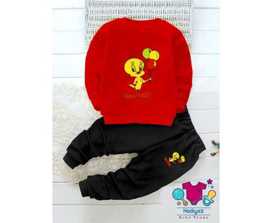 Tweety Summer Collection Kids Suits - Red Shirt Black Trouser