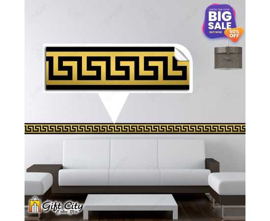 Golden Tile Border Stickers Pack of 10 Pcs. 24x7 cm Black and Gold