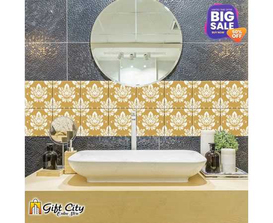 Golden Tile Stickers Pack of 48 Pcs. 12x12 cm