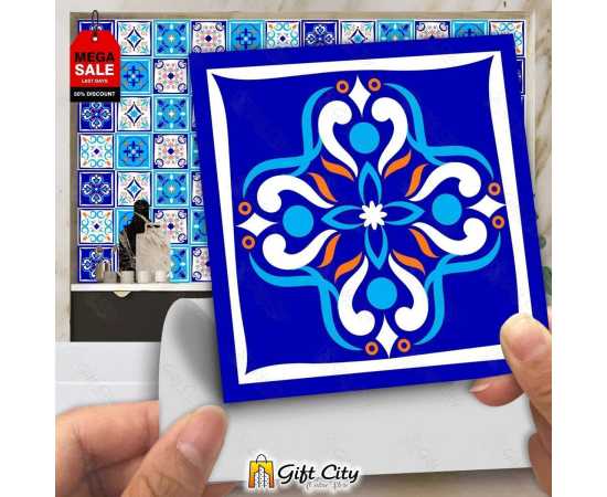 Tile Stickers Pack of 6 / 12 / 24 / 48 / 102 Pcs. 12x12 cm Blue Pattern Design Wall Decorative Self Adhesive Tiles Stickers Bathroom Kitchen Sticker Wall Wallpaper Border Decoration 003 Tile Stickers Pack of 6 / 12 / 24 / 48 / 102 Pcs. 12x12 cm Blue Pattern Design Wall Decorative Self Adhesive Tiles Stickers Bathroom Kitchen Sticker Wall Wallpaper Border Decoration 003