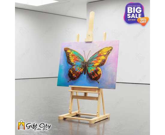Colorful Butterfly Digital Canvas Painting with Frame  8x12 inch