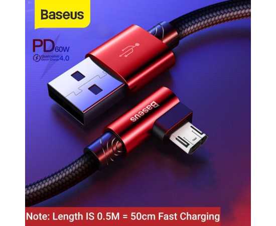 Baseus Elbow Reversible Micro USB Fast Charging Cable 50cm - 60W Baseus Elbow Reversible Micro USB Fast Charging Cable 50cm - 60W