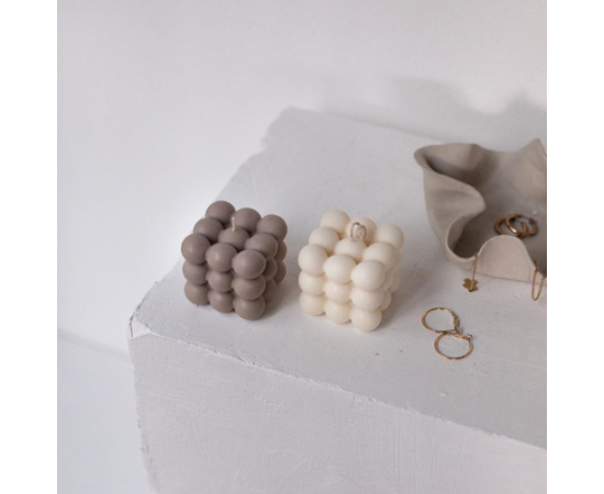 2 PCs, Pastel Mud & White Bubble Candles Set